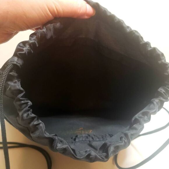 Disney Mickey Mouse Head Silhouette Drawstring Bag Black Silver Gold Nylon - Picture 3 of 5